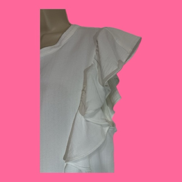 A New Day Ruffle Sleeve Accent White Blouse Size XL - Picture 3 of 6